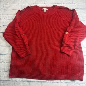 Poppy & Whimsy Red Button-Detail Sweater. Size 2X